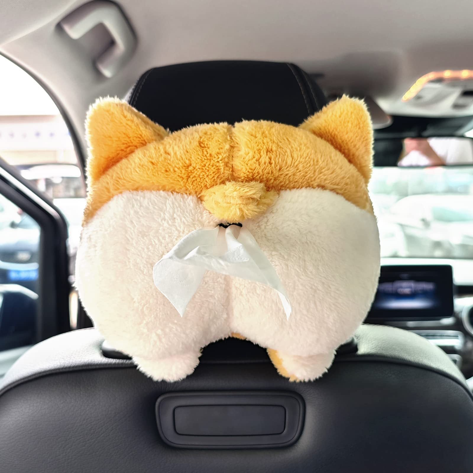 Cute Corgi Butt Tissue Box Cover – Soft Hanging Pouch for Car & Home