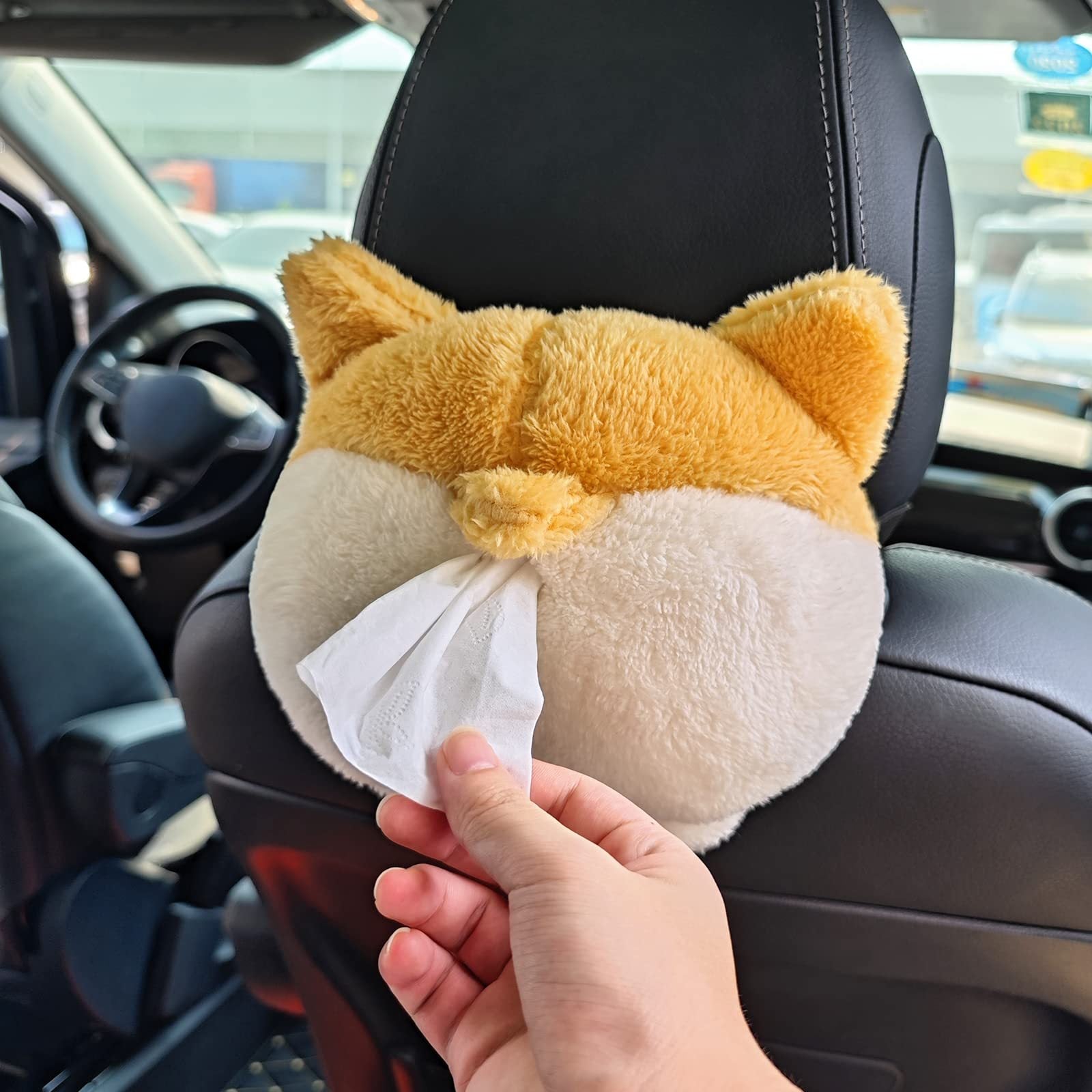 Cute Corgi Butt Tissue Box Cover – Soft Hanging Pouch for Car & Home
